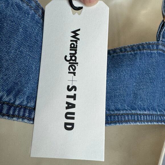 Wrangler + STAUD The Jean Cropped Denim Top Sexy Women's M New - Picture 13 of 15
